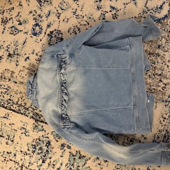 NEW NWOT KATIE J NYC EMILY RUFFLE DENIM JEAN JACKET SIZE LARGE - Picture 5 of 5
